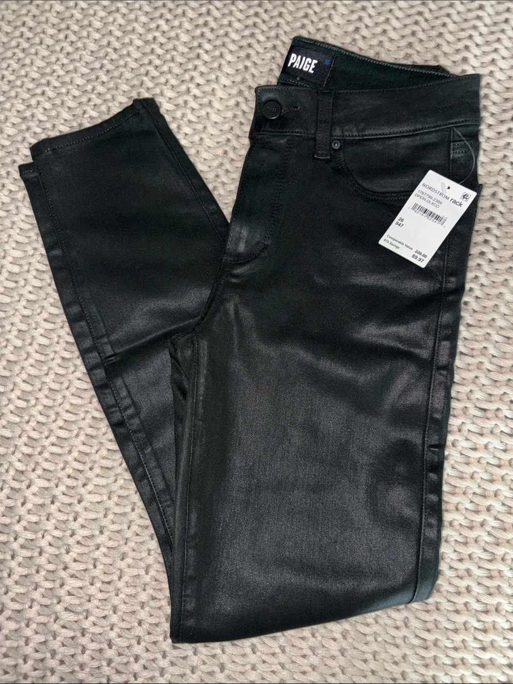 PAIGE - Hoxton Ankle Coated Slim Pant - Green Fog Luxe Coating